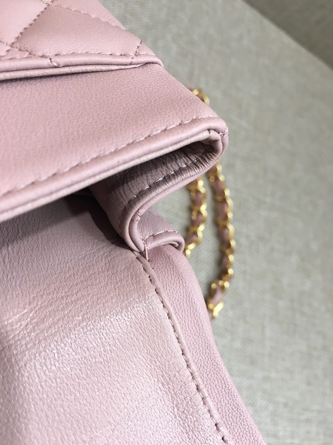 Medium Classic Flap Lambskin Bag AO1112 Pink/Gold